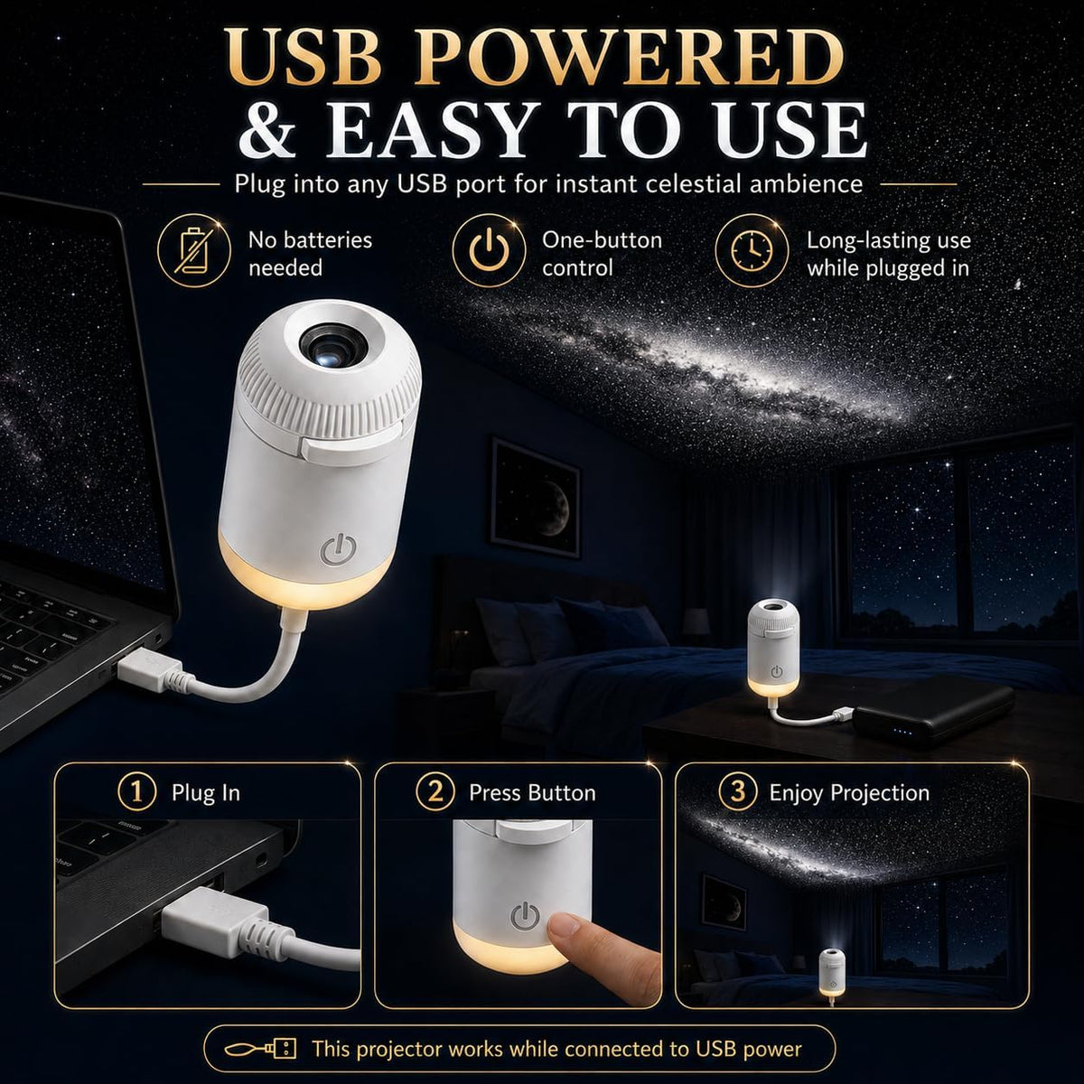 Lumina galaxy projection night light USB powered cord and collectible constellation projection film discs